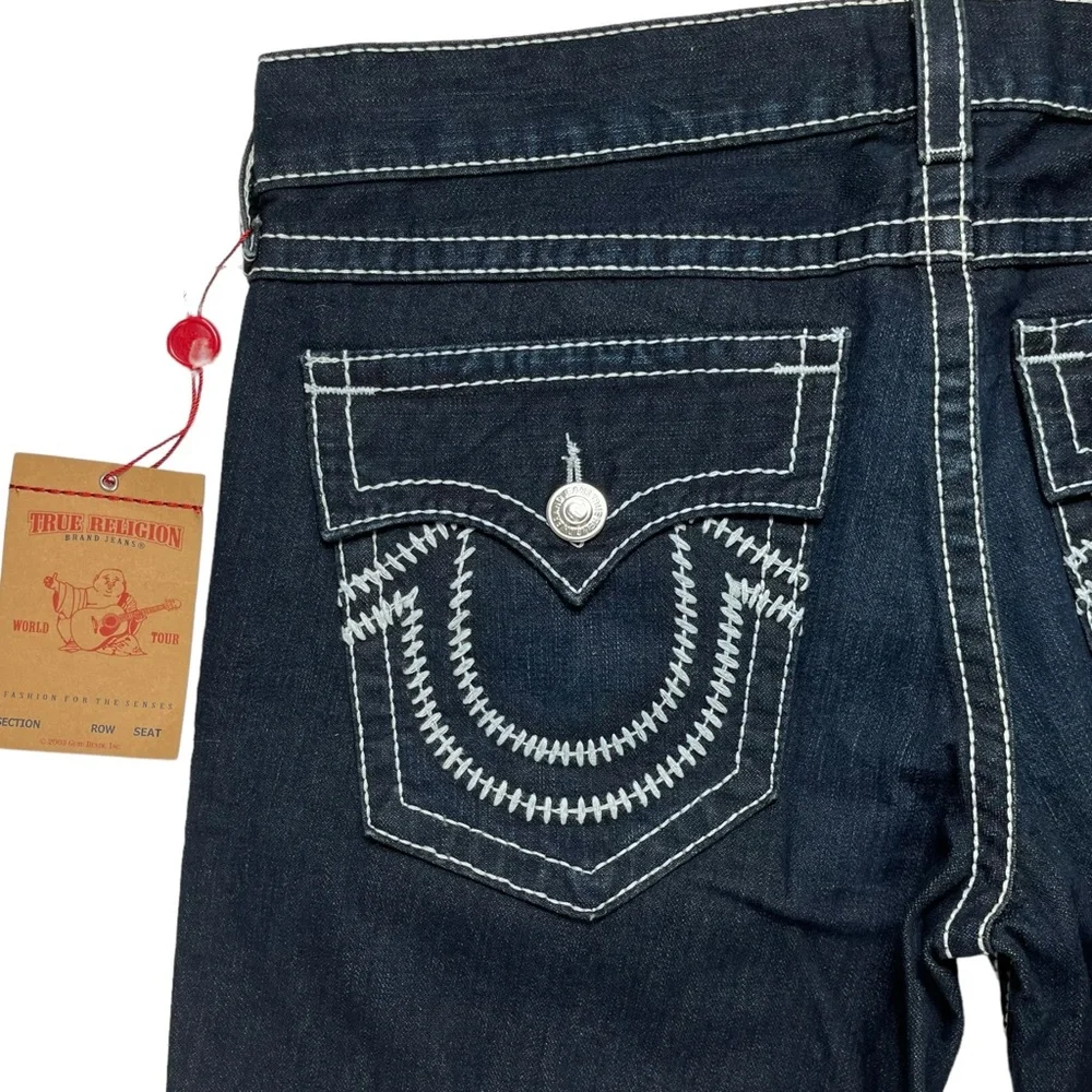 True Religion Men 38x34 Billy Big T Dark‎ Wash Flap Pocket Jeans